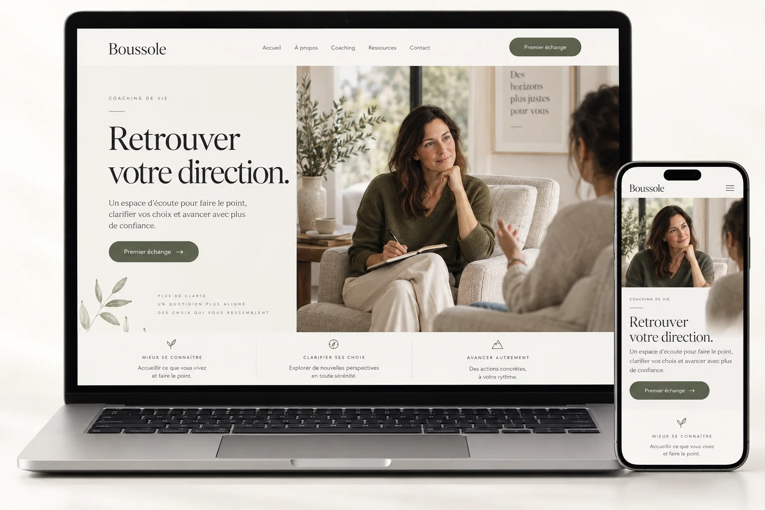 Aperçu du modèle Boussole pour coach de vie
