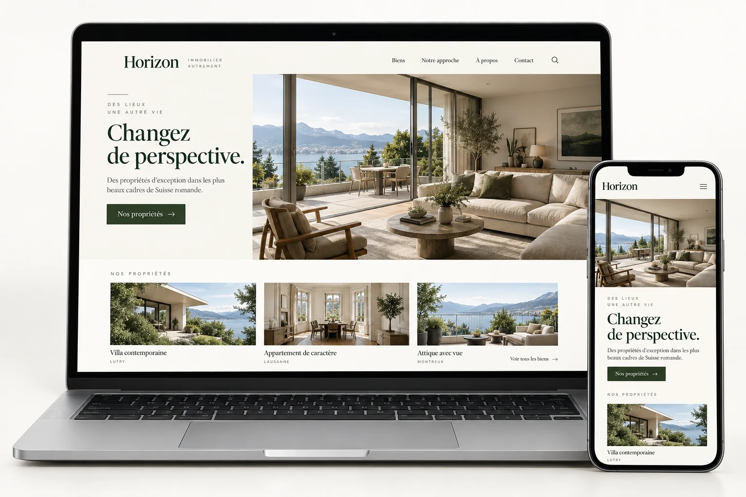 Aperçu du modèle Horizon pour immobilier