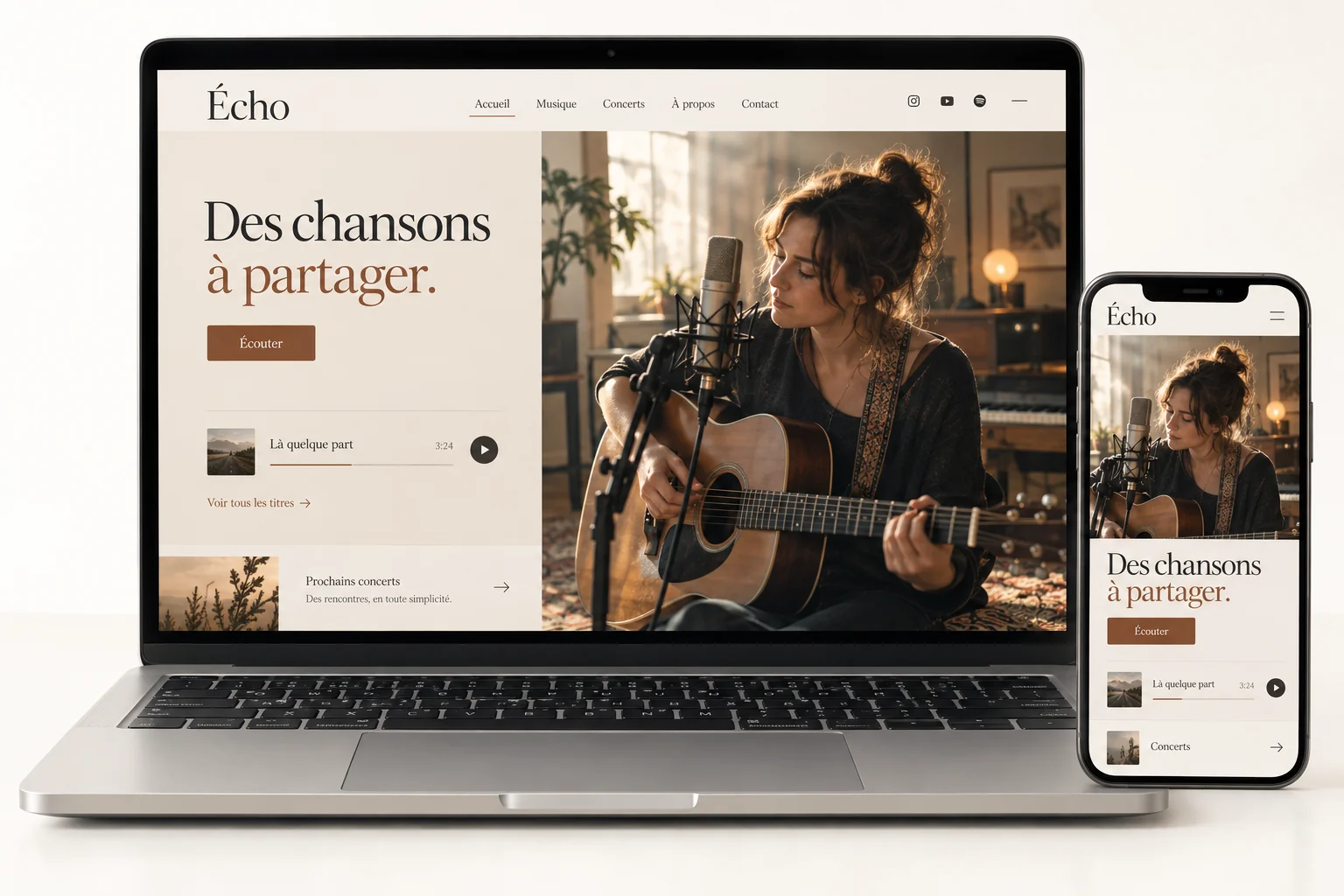 Aperçu du modèle Écho pour artiste musical
