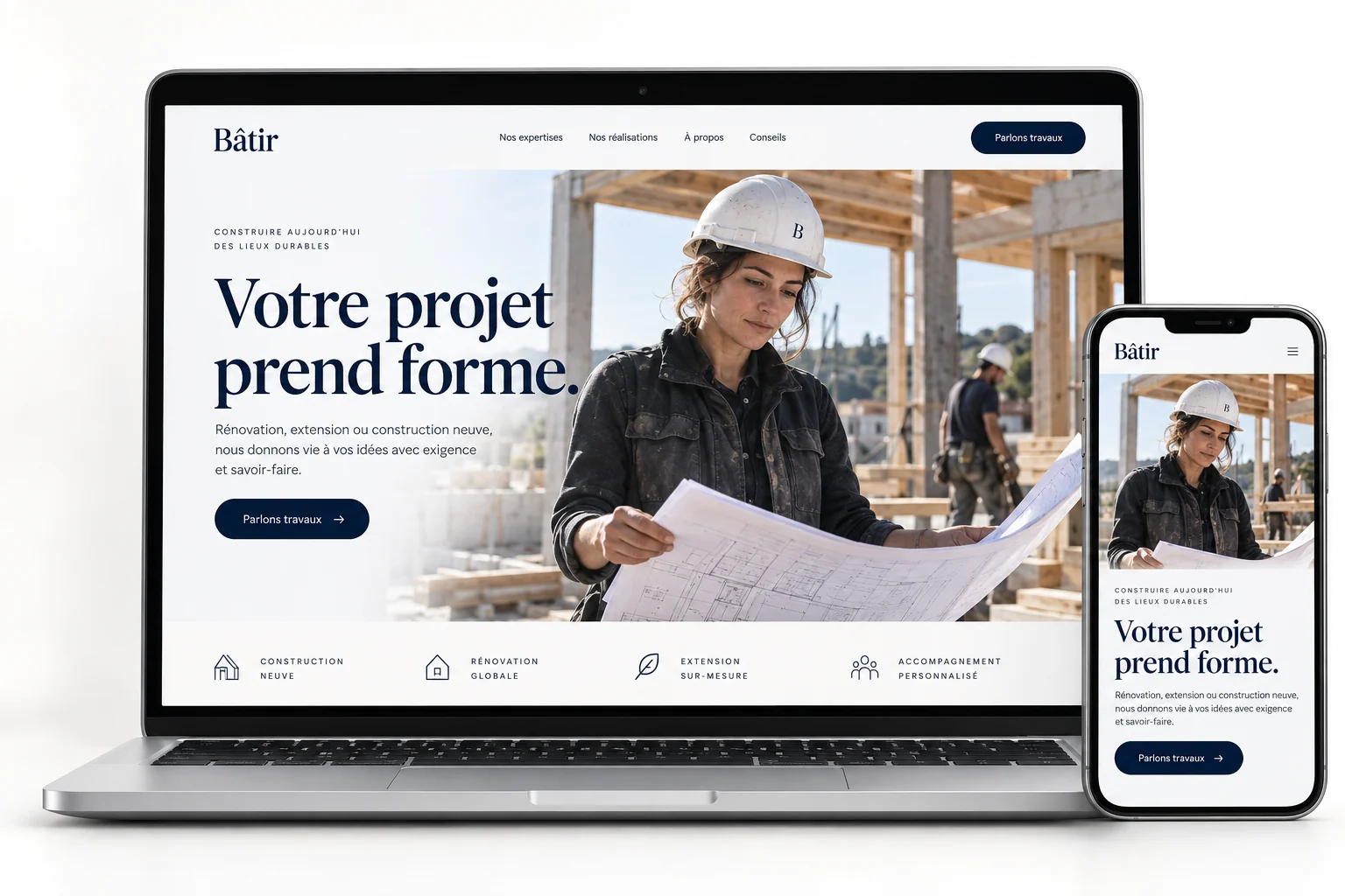 Aperçu du modèle Bâtir pour artisan