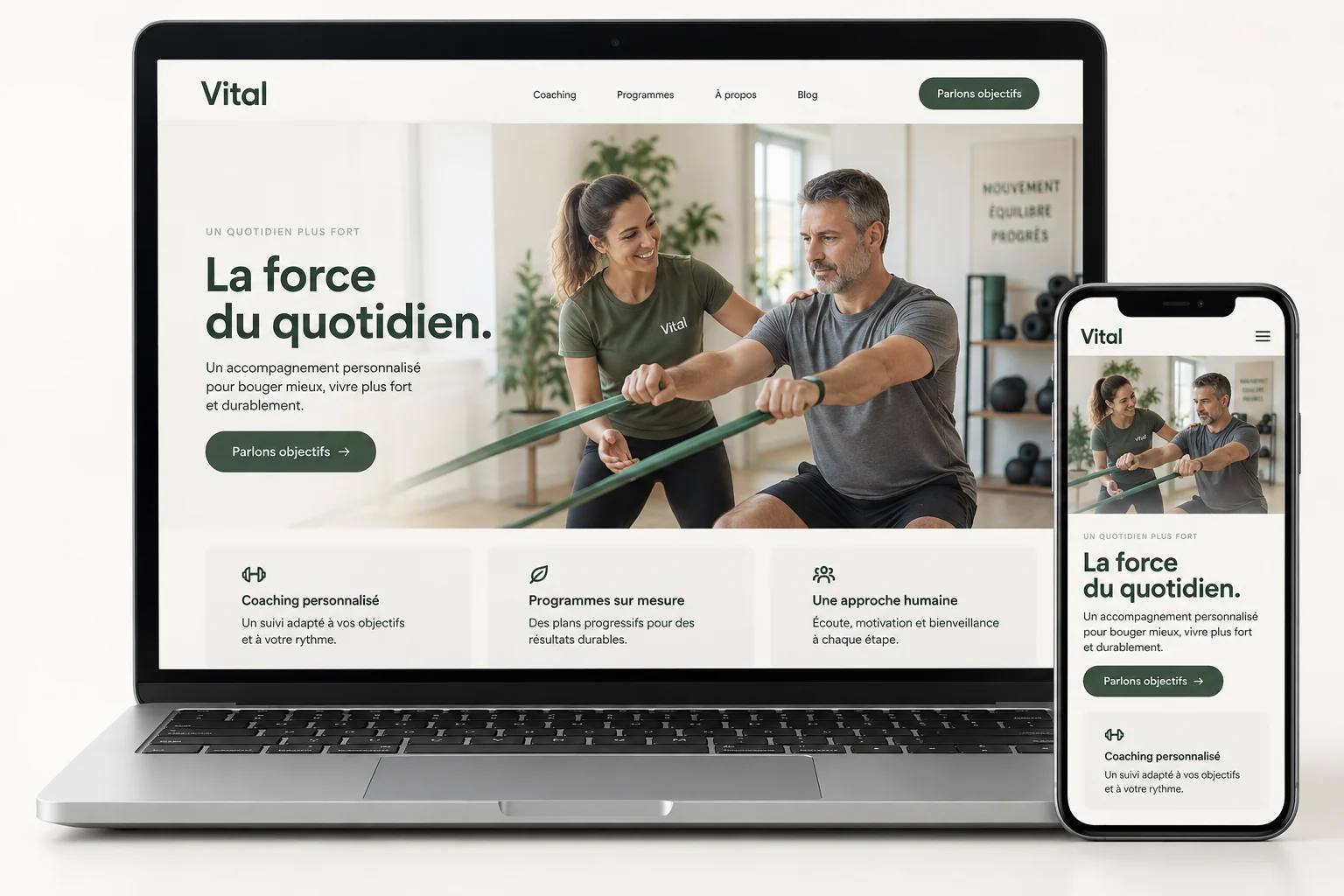Aperçu du modèle Vital pour coach sportif