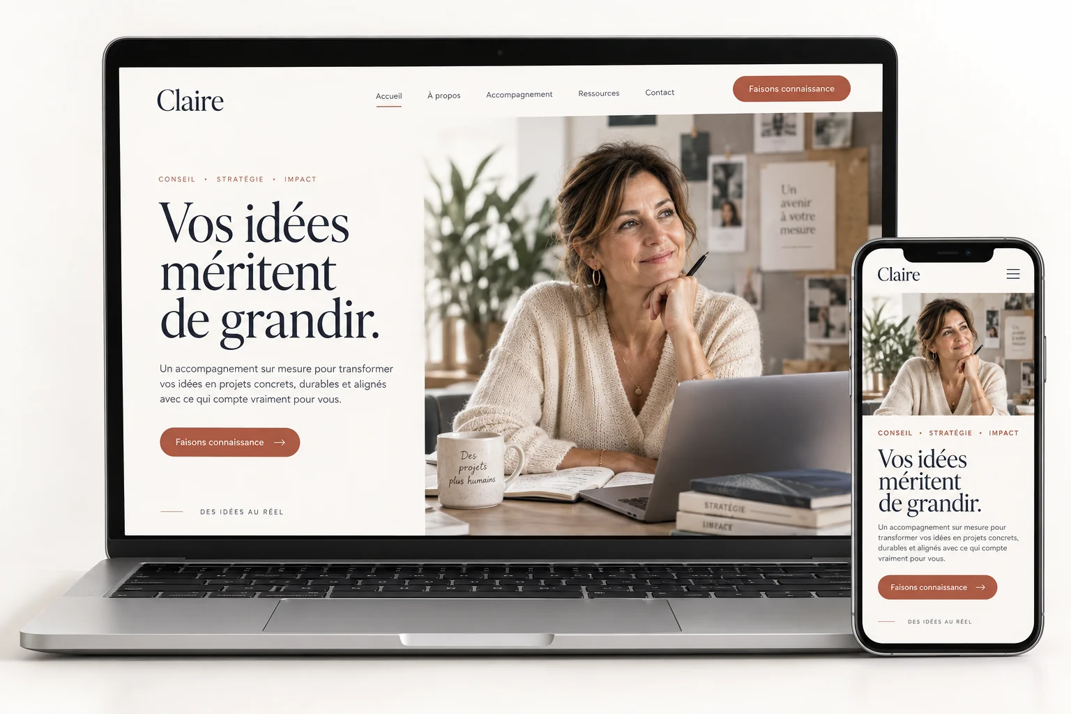 Aperçu du modèle Claire pour consultant