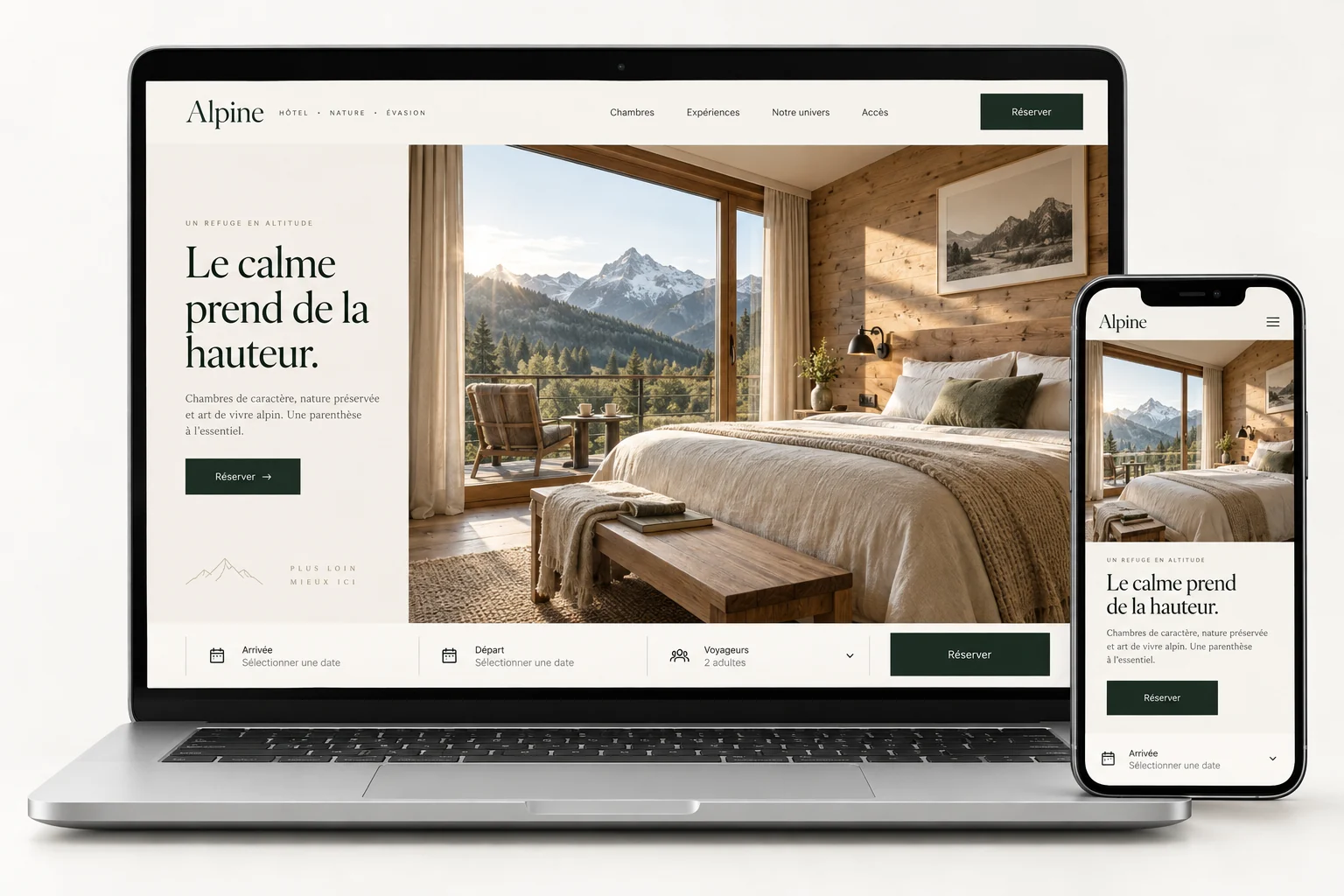 Aperçu du modèle Alpine pour hôtel