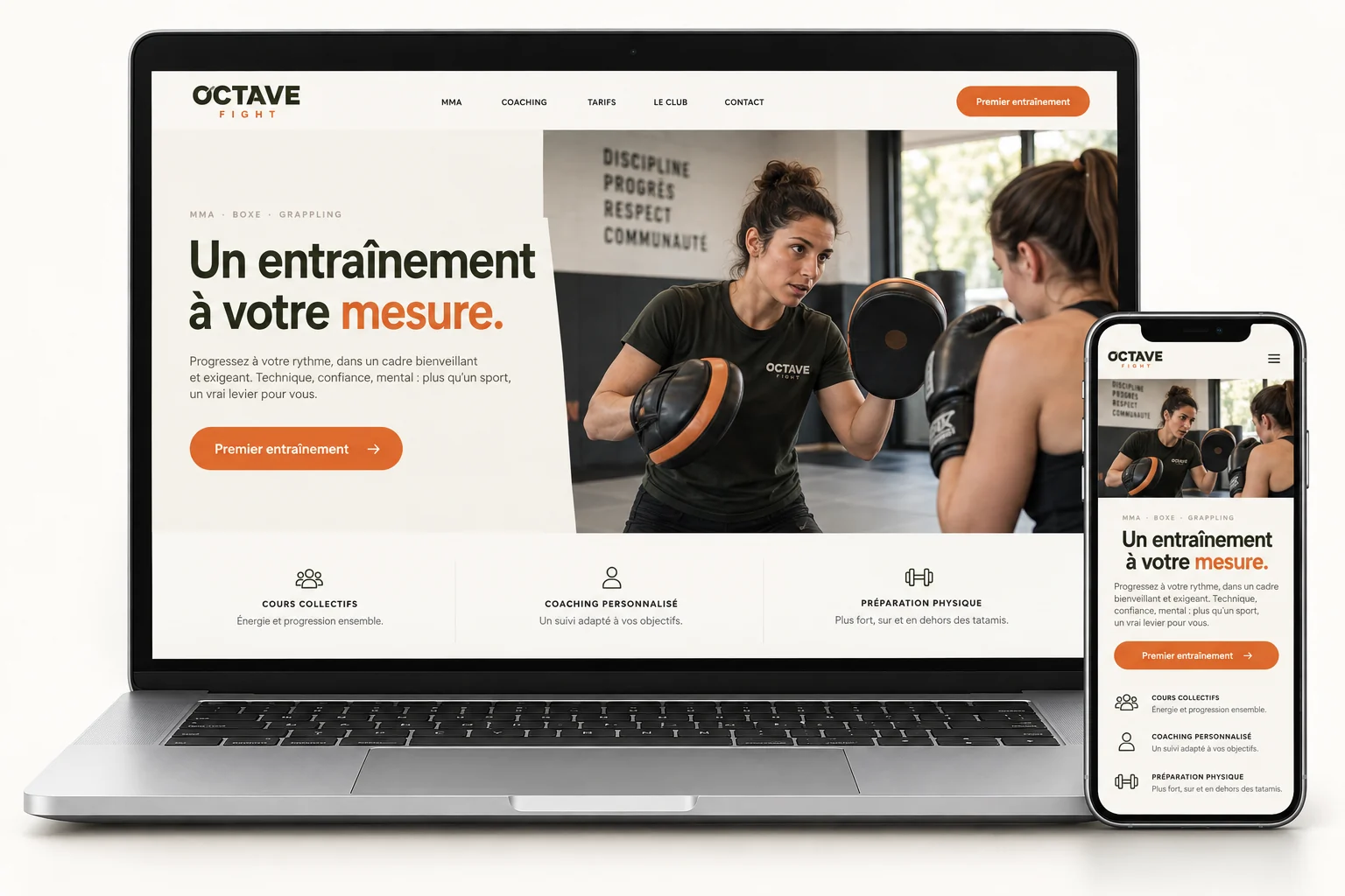 Aperçu du modèle Octave Fight pour coach mma