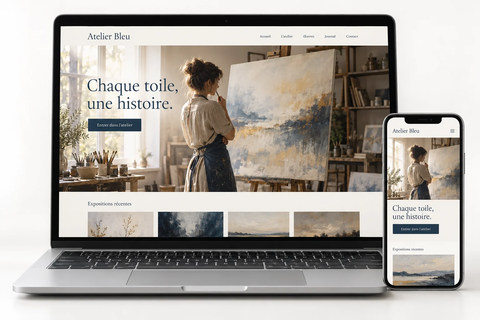 Aperçu du modèle Atelier Bleu pour artiste peintre