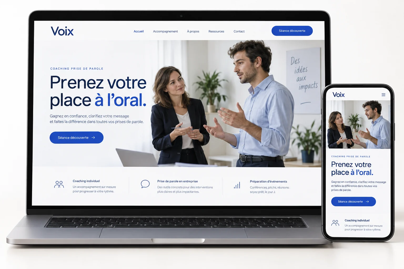 Aperçu du modèle Voix pour coach prise de parole