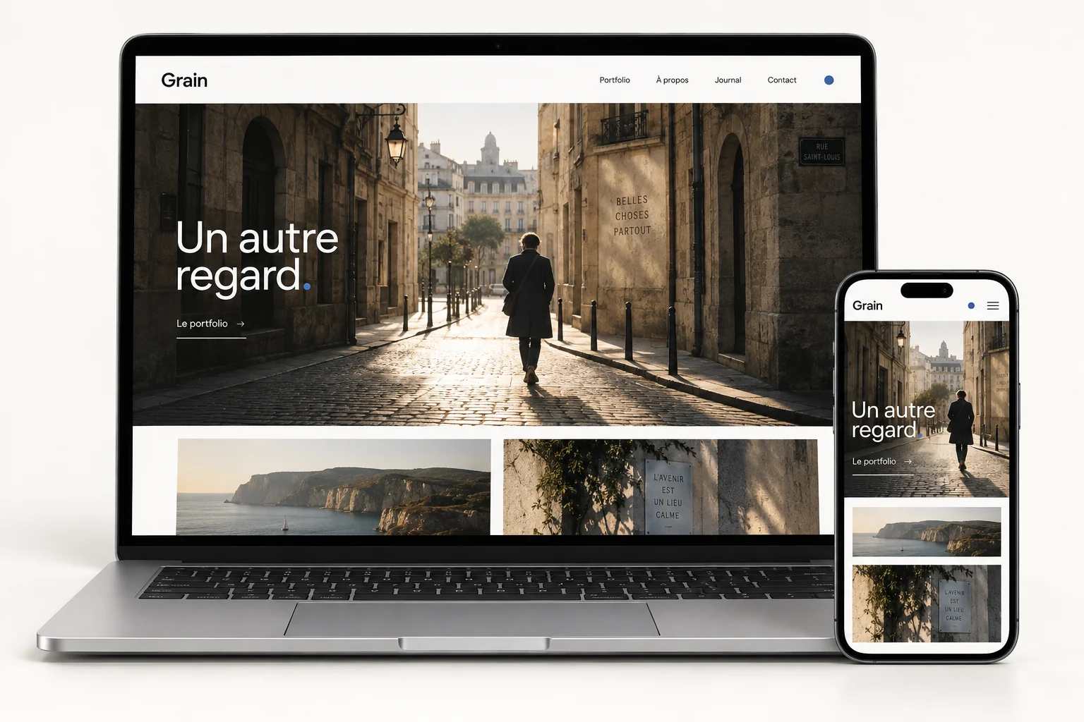 Aperçu du modèle Grain pour photographe