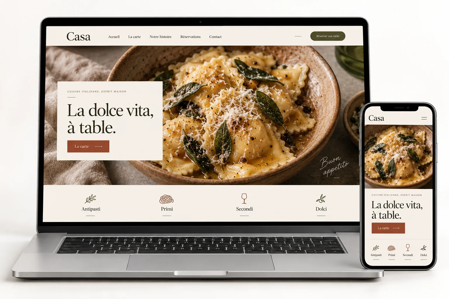 Aperçu du modèle Casa pour restaurant