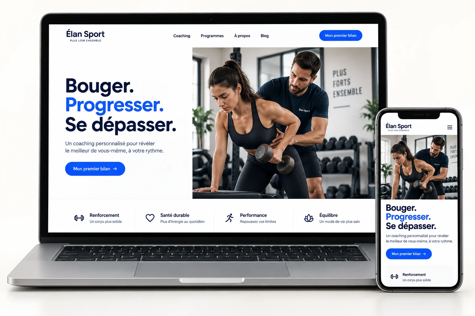 Aperçu du modèle Élan Sport pour coach sportif